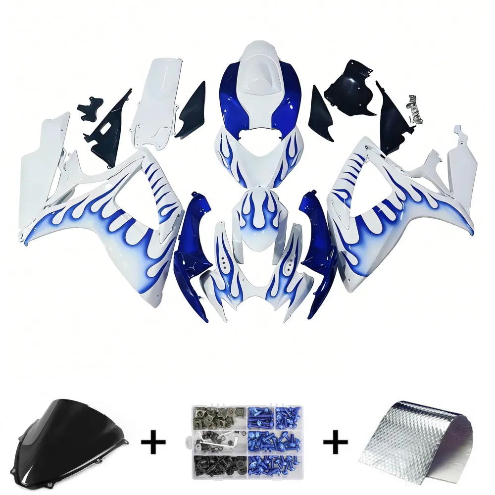 Amotopart 2006-2007 Suzuki GSXR 600/750 Blue & White Bead Fairing Kit