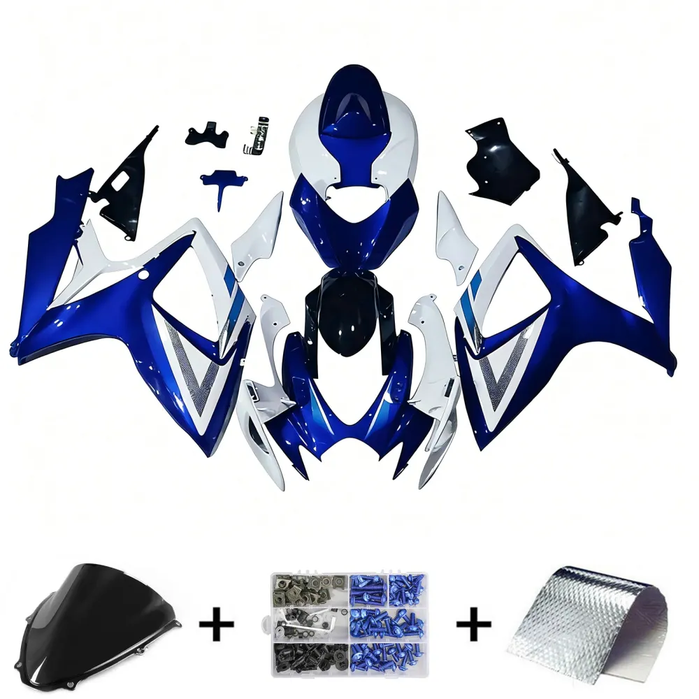 Amotopart 2006-2007 Suzuki GSXR 600/750 Blue & White Style4 Fairing Kit