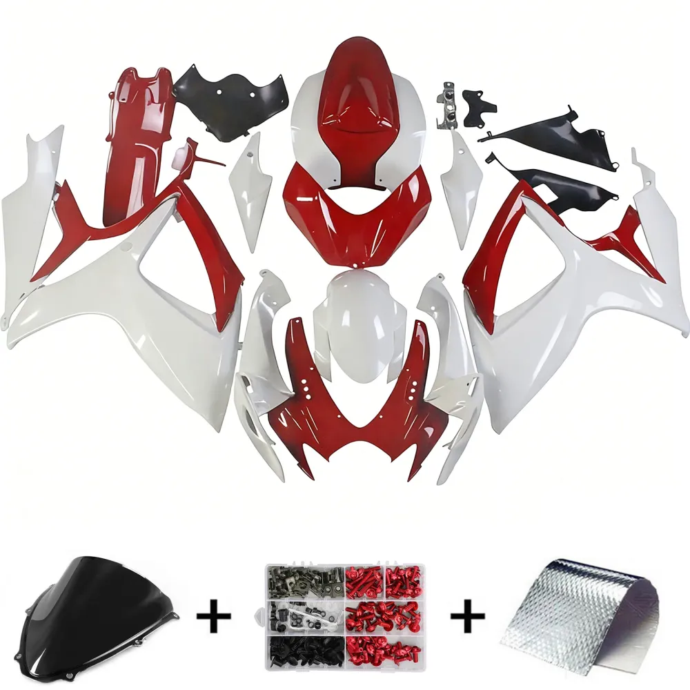 Amotopart 2006-2007 Suzuki GSXR 600/750 Red & Pearl White Fairing Kit