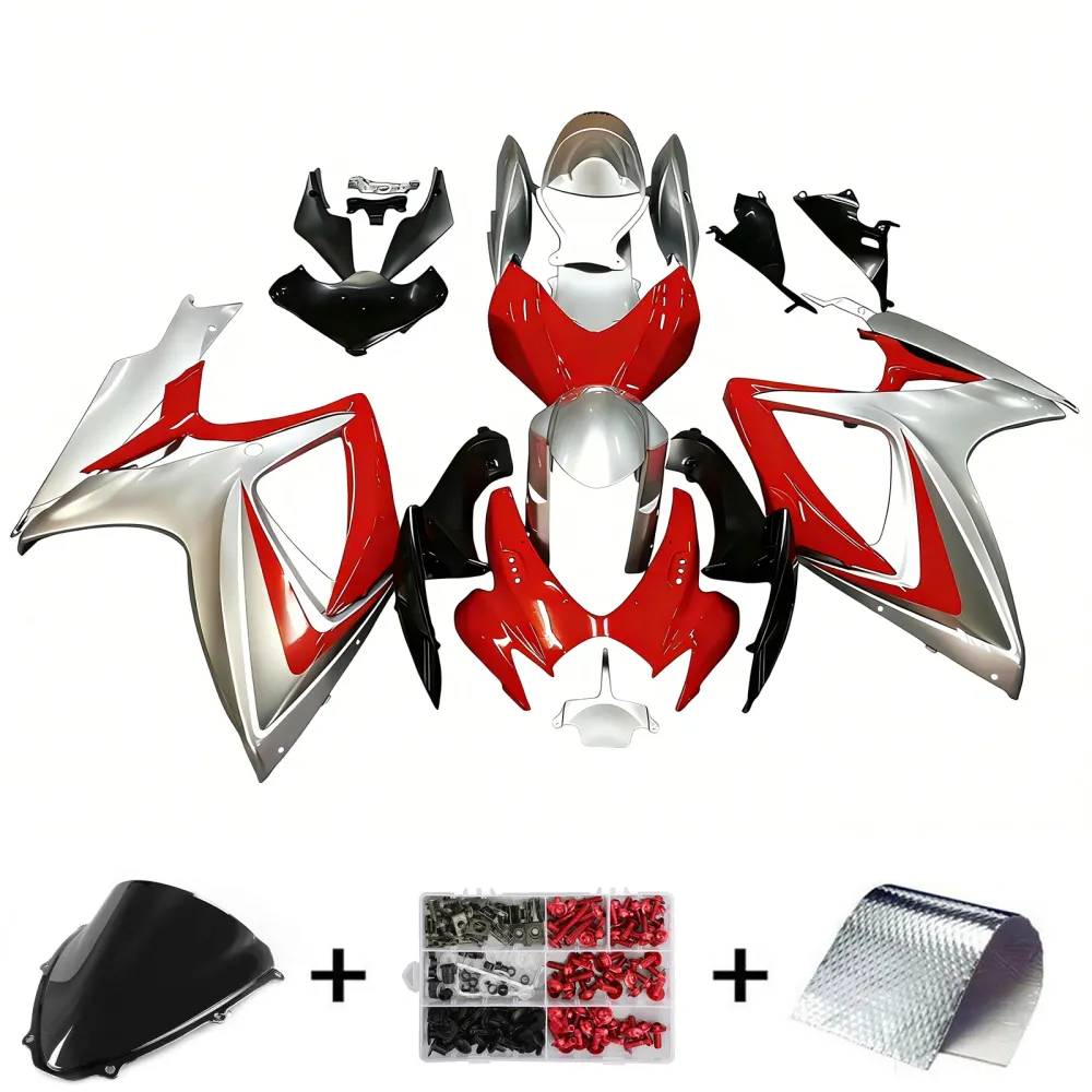 Amotopart 2006-2007 Suzuki GSXR 600/750 Sliver & Red Fairing Kit
