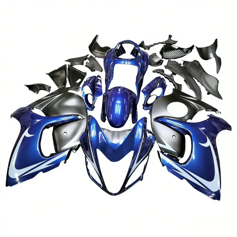 Amotopart 2008-2020 GSX1300R Hayabusa Suzuki Dark Blue met Gold Logo Fairing Kit