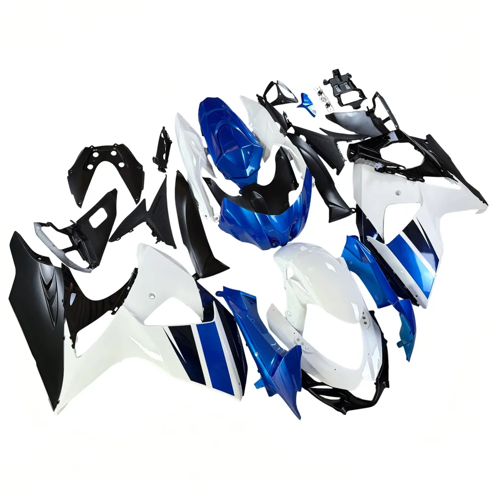 Amotopart 2009-2016 Suzuki GSXR1000 Fairing White & Blue Kit
