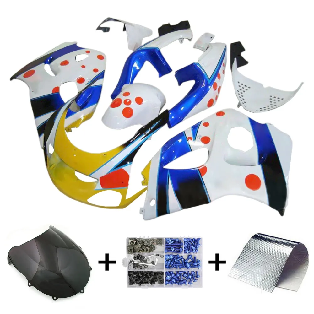 Amotopart GSXR600 1996-2000 GSXR750 1996-1999 Suzuki Blue & Yellow Fairing Kit