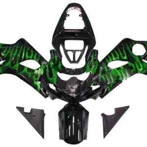 Amotopart kuip voor Suzuki GSXR1000 2000-2002, zwart&Ggroene vlammenset