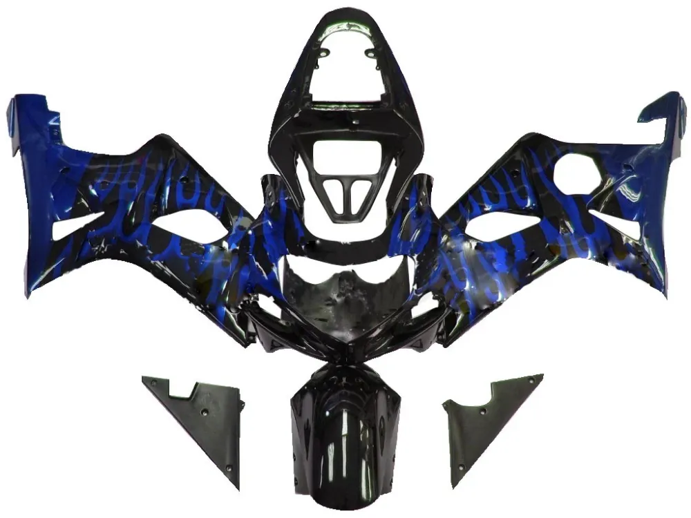 Amotopart kuip voor Suzuki GSXR1000 2000-2002, zwart&Bblauwe vlammenset