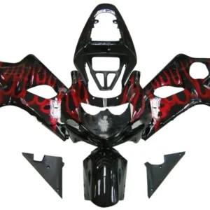 Amotopart kuip voor Suzuki GSXR1000 2000-2002, zwart&Red Flame Kit