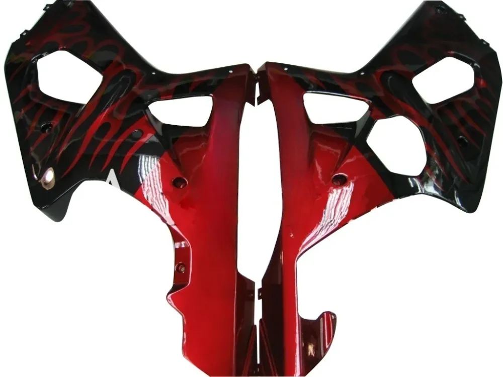 Amotopart kuip voor Suzuki GSXR1000 2000-2002, zwart&Red Flame Kit