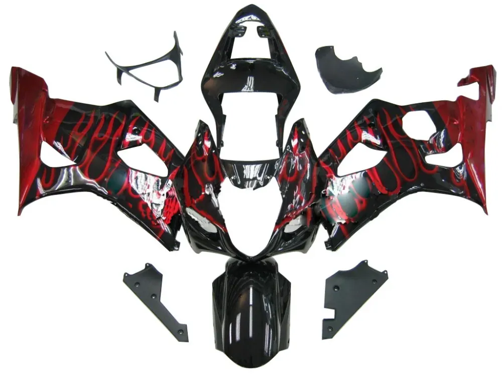 Amotopart kuip voor Suzuki GSXR1000 (2003-2004) zwart&Red Flame Kit