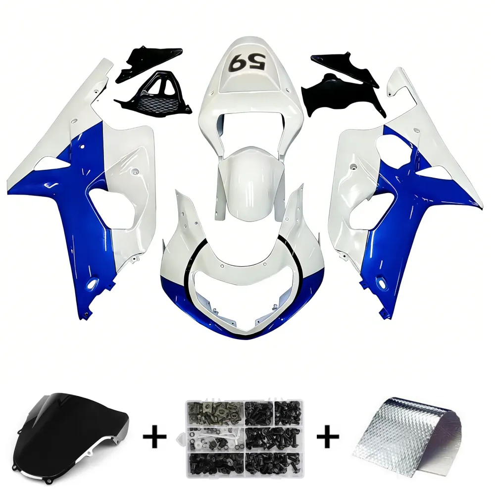 Amotopart kuipdeel voor Suzuki GSXR1000 2000-2002, wit&Bblauwe kit