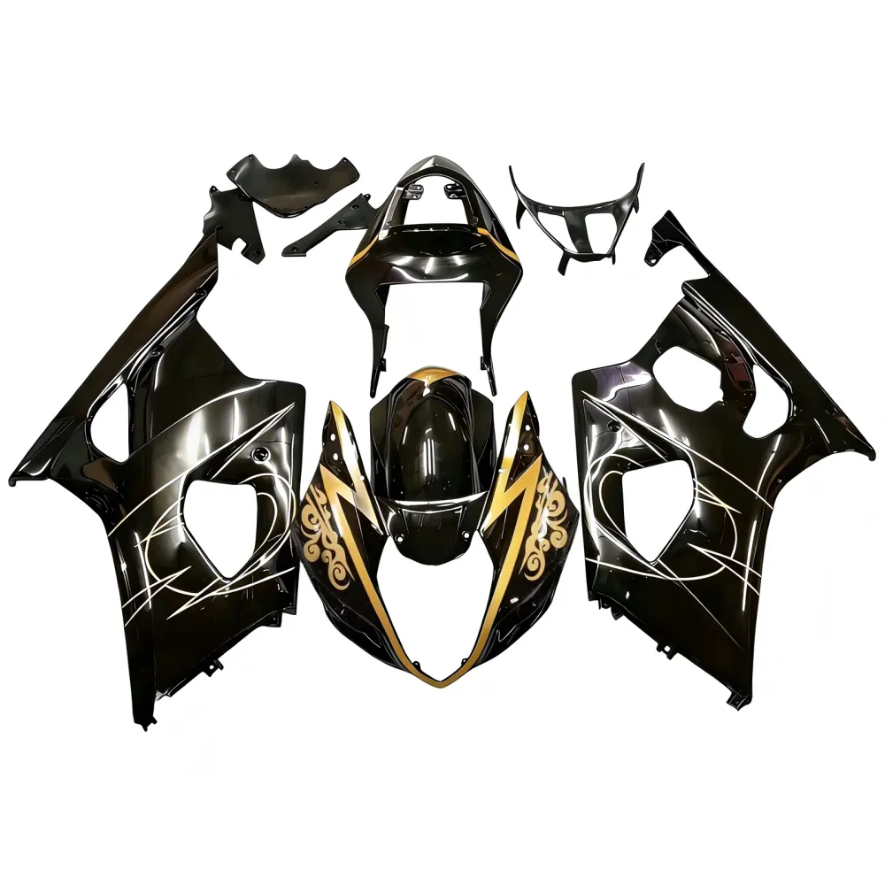 Amotopart Suzuki 2003-2004 GSXR1000 Black Golden Fairing Kit