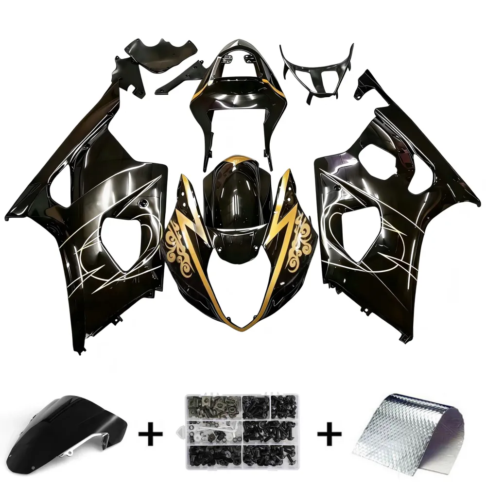 Amotopart Suzuki 2003-2004 GSXR1000 Black Golden Fairing Kit