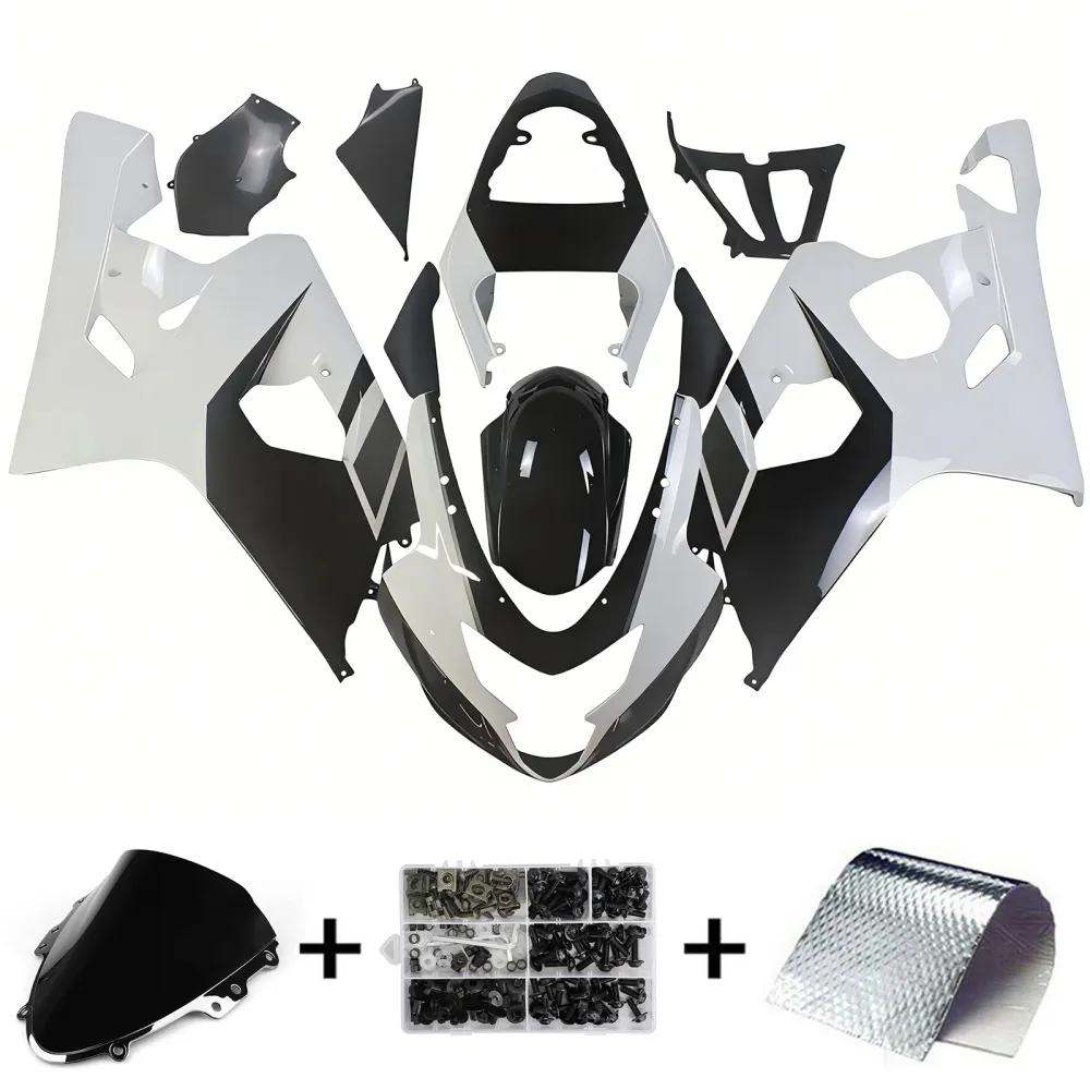 Amotopart Suzuki 2004-2005 GSXR 600/750 zwart met witte kuipkit