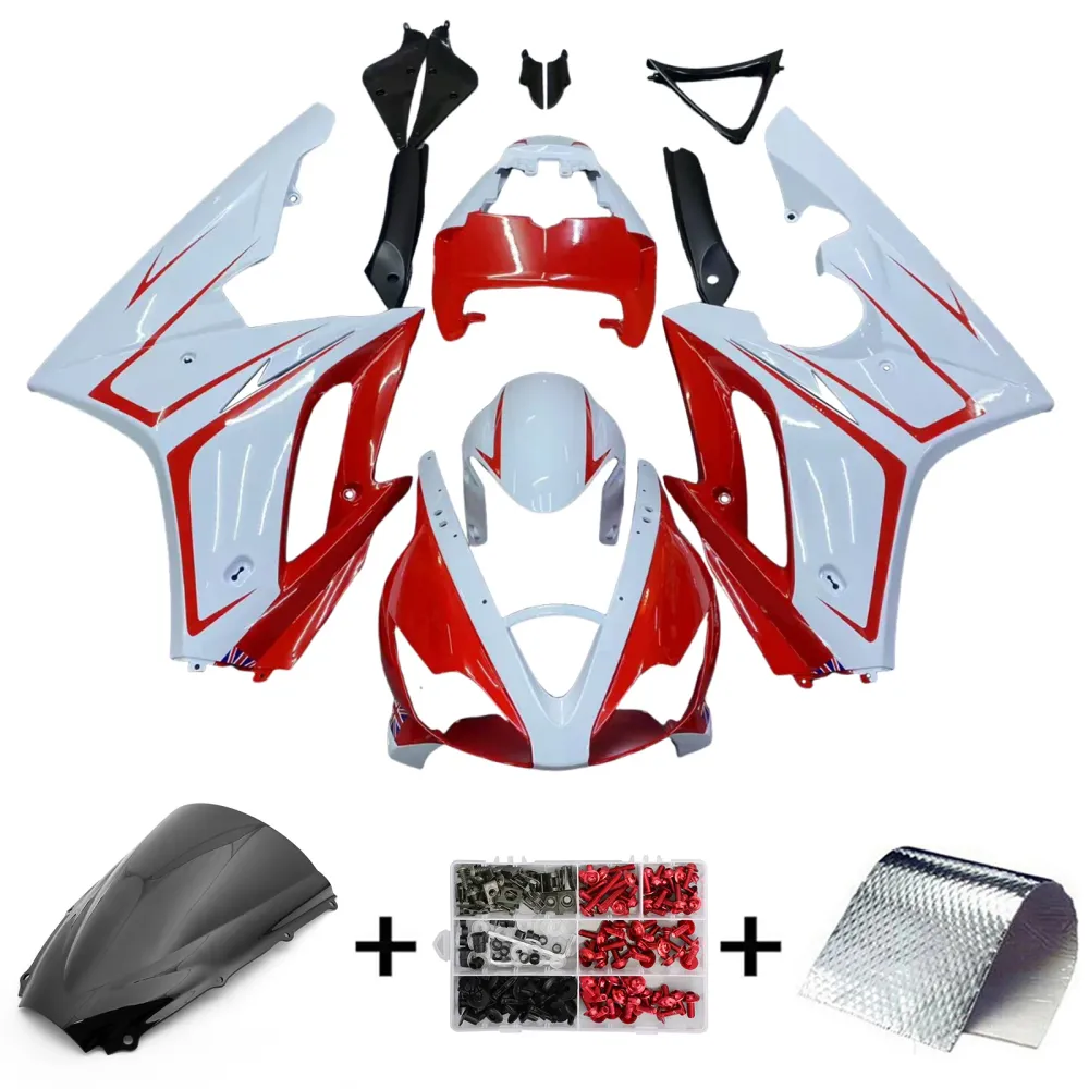 Amotopart 2006-2008 Triumph Daytona 675 Red & White Style2 Fairing Kit