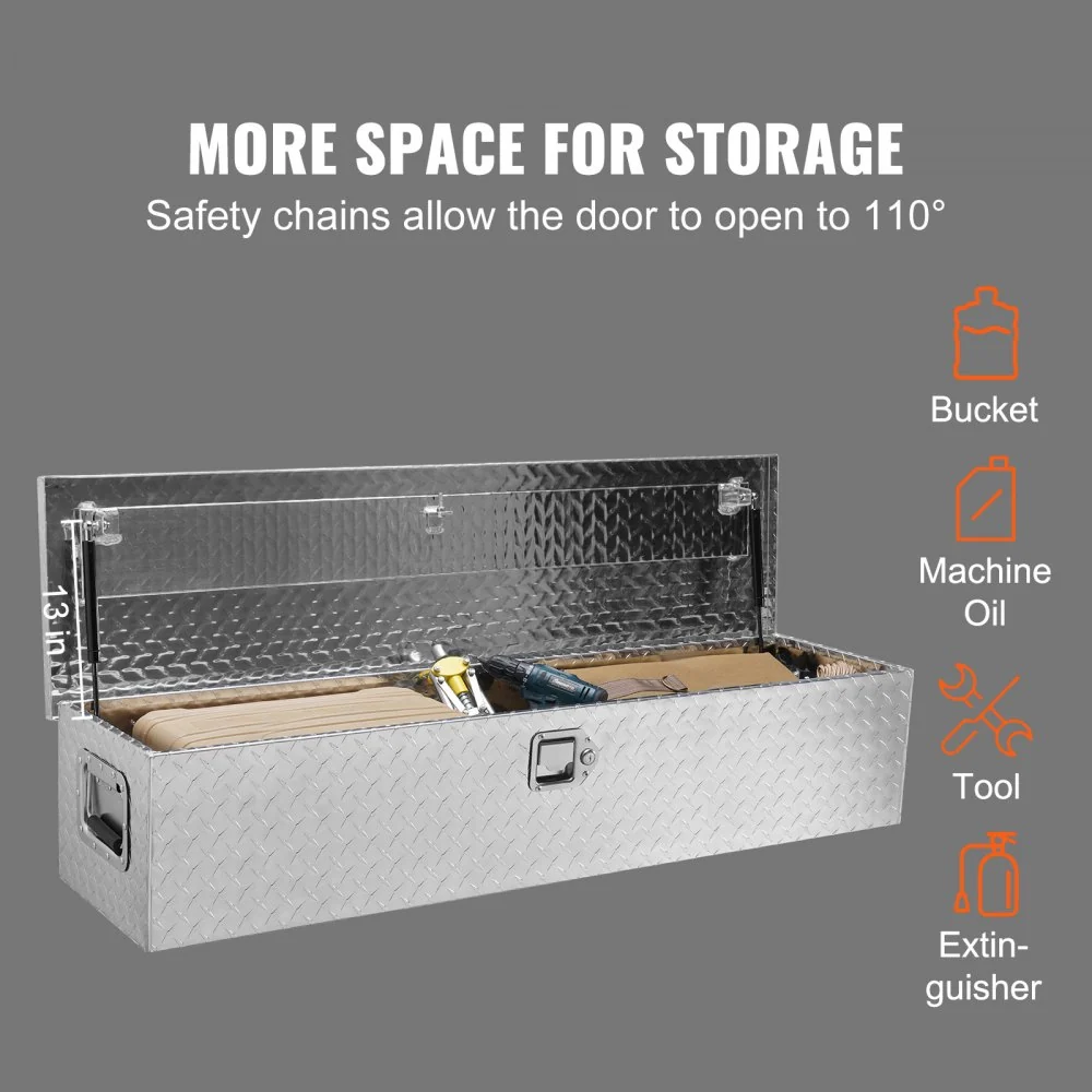 VEVOR 1219 x 381 x 381 mm gereedschapskist voor vrachtwagenbed, afsluitbare 177 L vrachtwagenkist gereedschapskist opslag...