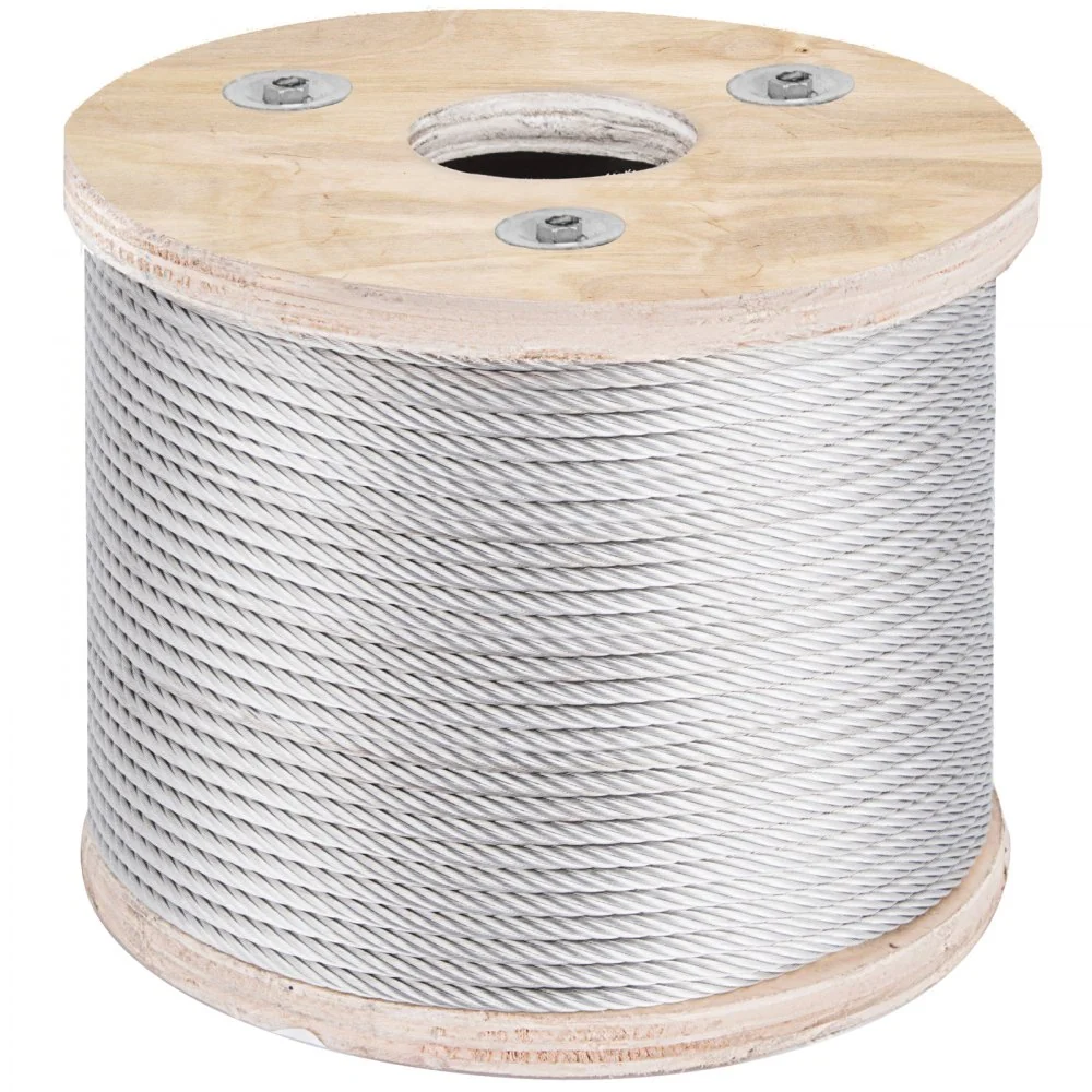 VEVOR 304 roestvrijstalen kabel 4,8 mm 7x19 staaldraad 76 m staalkabel staalkabel staalkabel voor balustrades, terrasplank...