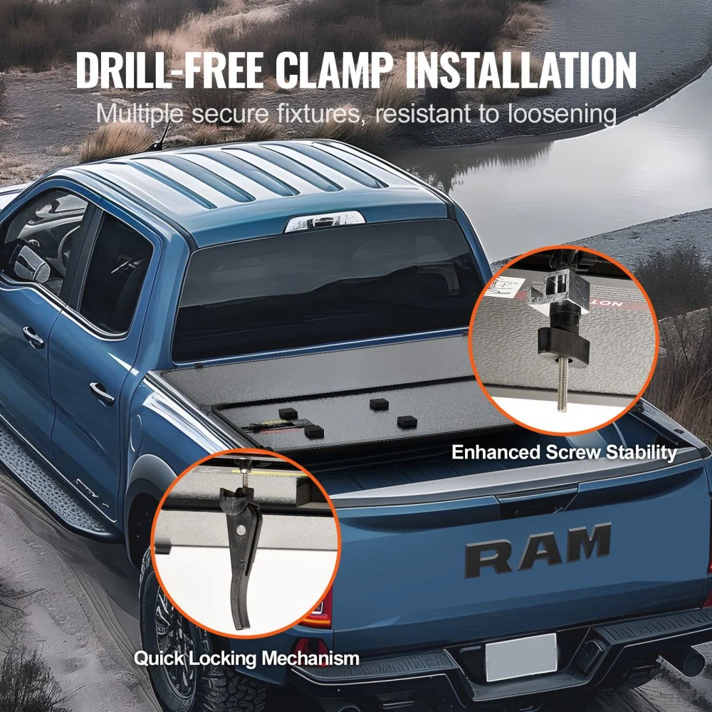 VEVOR 3-voudige vrachtwagenbedafdekking Truckbed Ram 1500 LED-licht