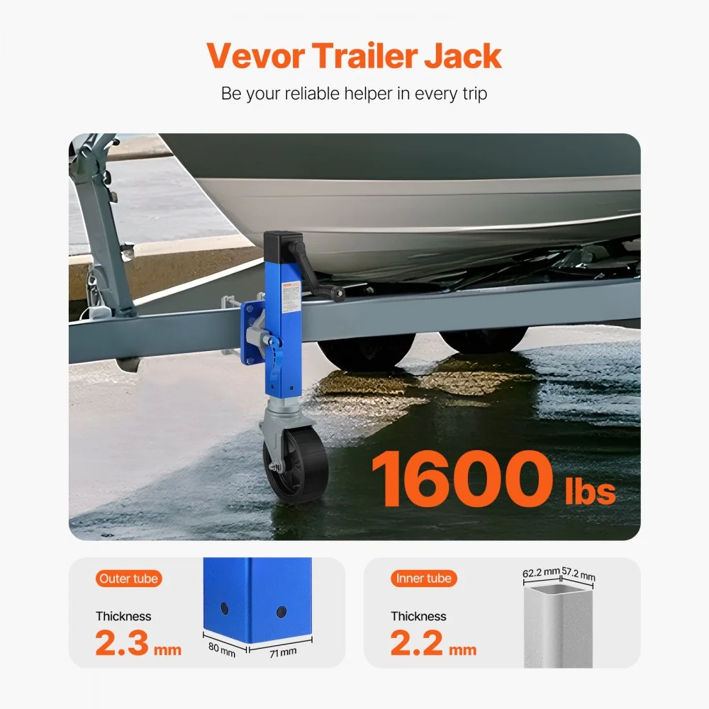 VEVOR aanhanger krik aanhangersteun reistrailer twist-out ondersteuning tot 725kg