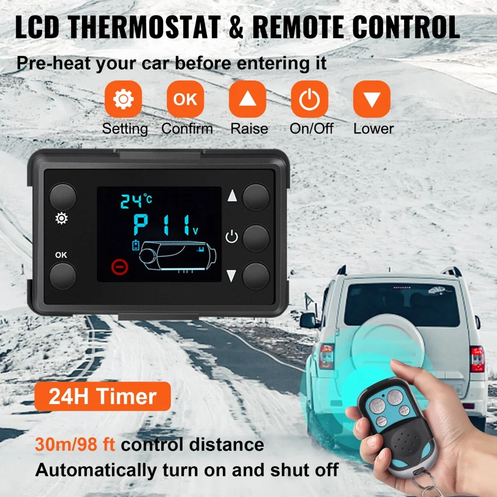 VEVOR Auto Diesel Luchtverwarmer 12V 5KW Standkachel Diesel van 1-Luchtuitlaatmet Diesel Heater met Afstandsbediening en L...