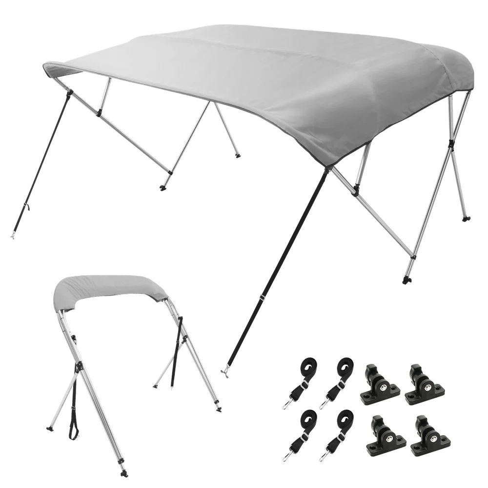 VEVOR 4 boog Bimini-top afdekzeil, 2310-2440 mm installatiebreedte 900D polyester luifel met frame van aluminiumlegering,...