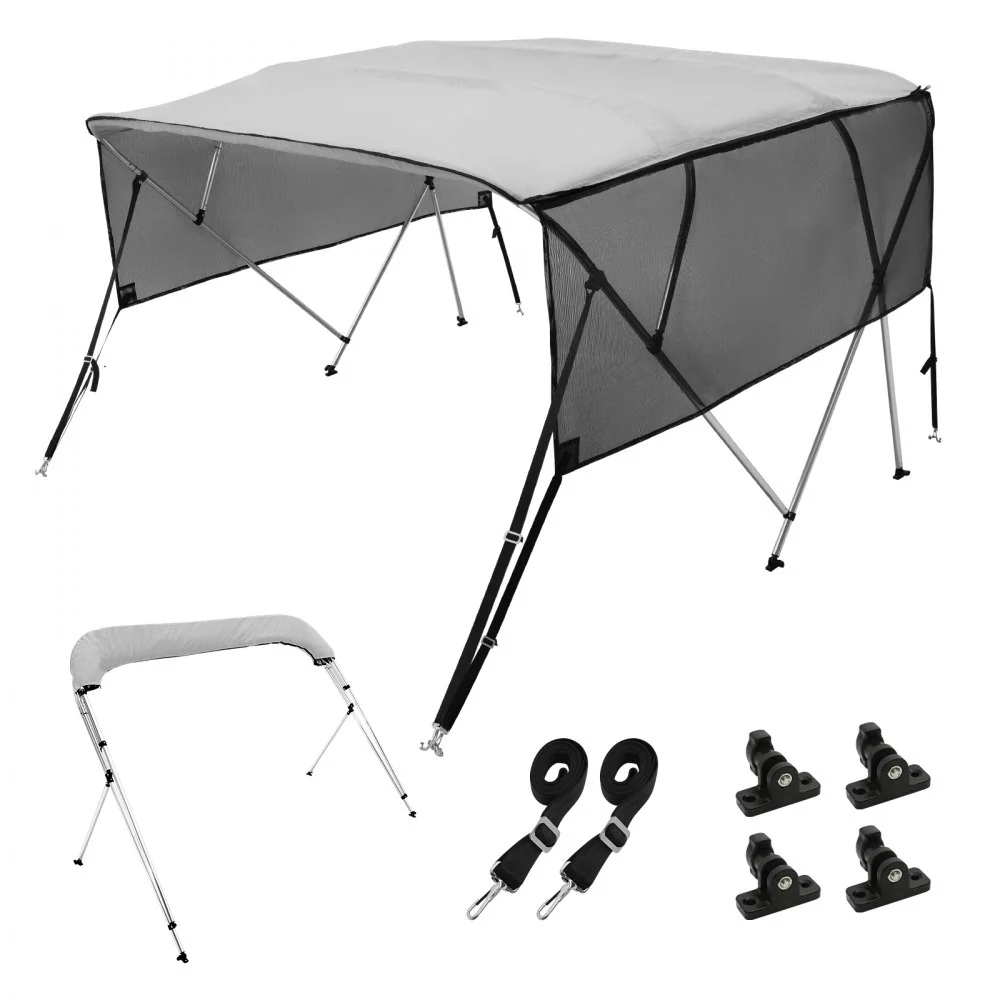 VEVOR 4 boog Bimini-top bootafdekking, 200-213 cm installatiebreedte 600D polyester luifel, bootluifel met verwijderbare m...