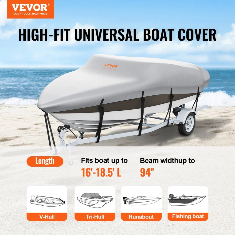 VEVOR bootzeil bootzeil, 488-564 cm dekzeil opblaasbare boot 600D Oxford stof bootzeil met opbergtas 435 x 300 mm, vissers...