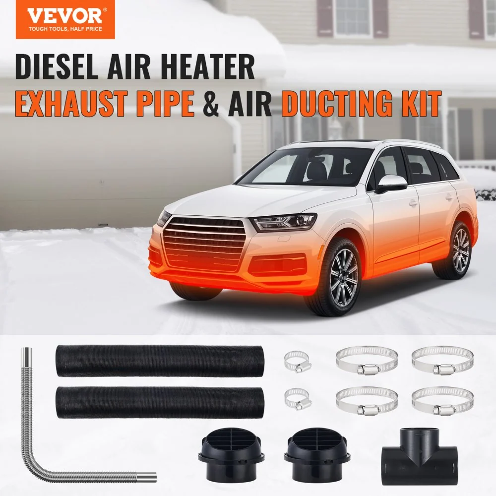 VEVOR Dieselverwarmerpijpleidingset, 3" uitschuifbare luchtkanaalslang, 1" roestvrijstalen uitlaatpijp, 2 ventilatieopenin...