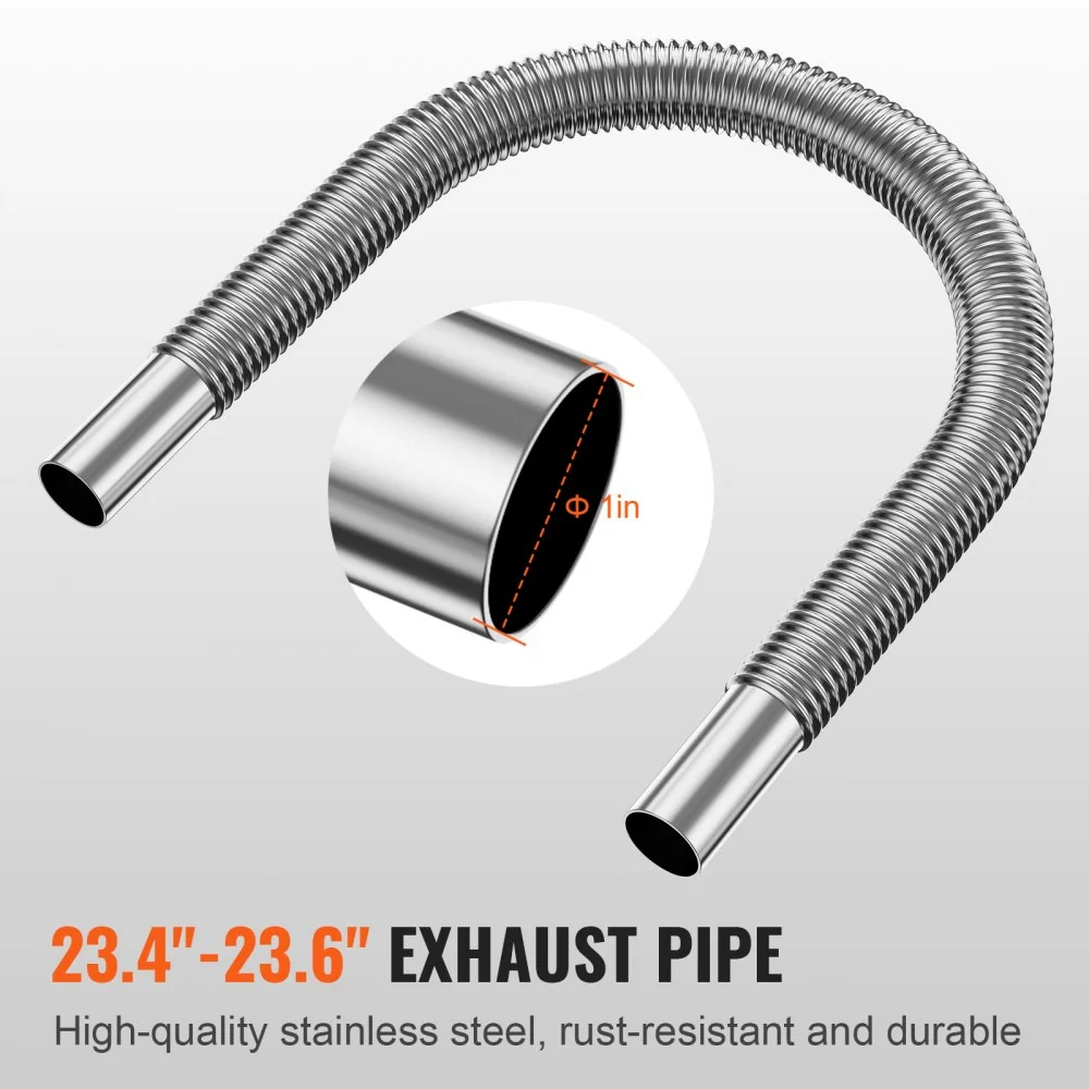VEVOR Dieselverwarmerpijpleidingset, 3" uitschuifbare luchtkanaalslang, 1" roestvrijstalen uitlaatpijp, 2 ventilatieopenin...