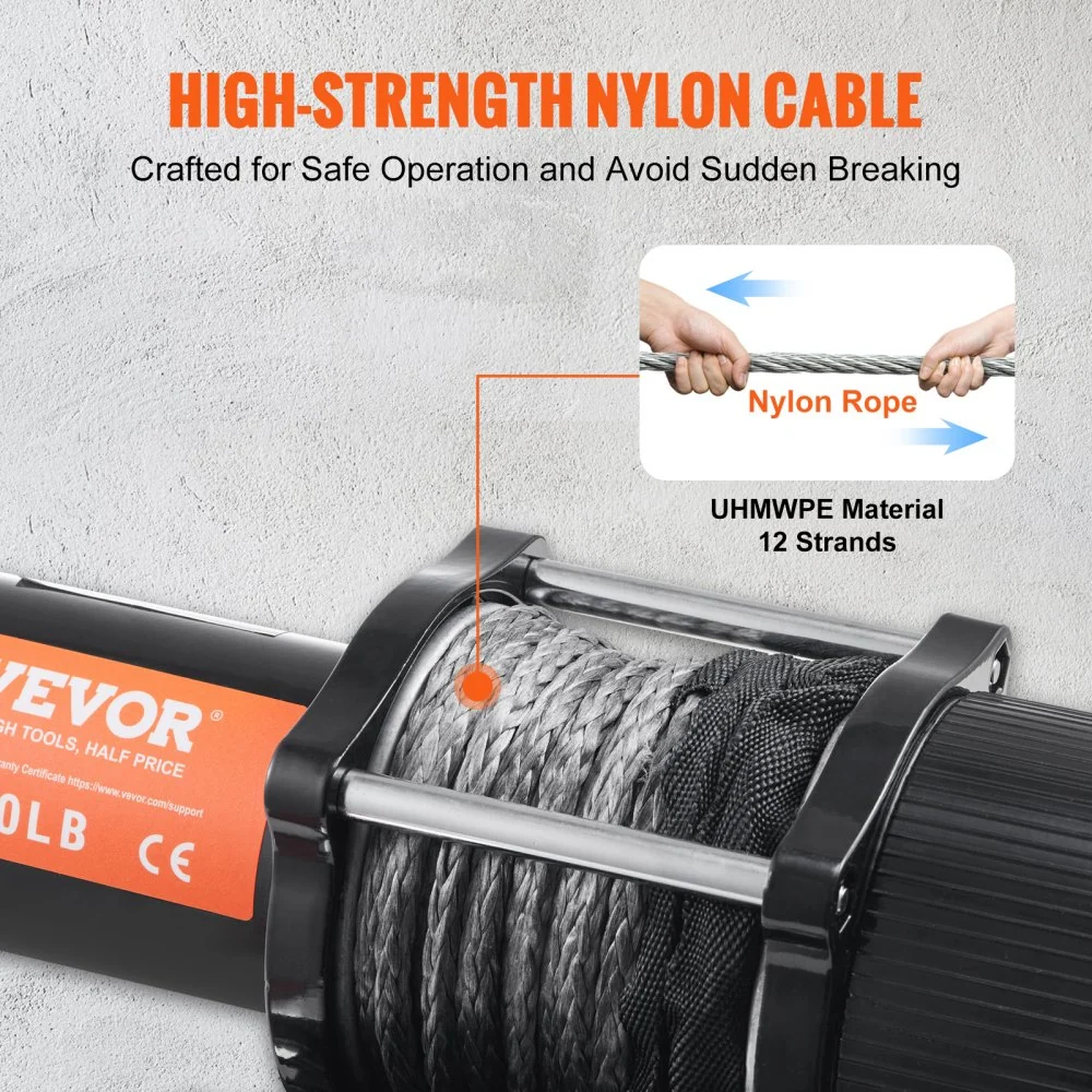 VEVOR Elektrische Lier 12V Winch 4500lbs/2041kg Offroad Motor Lier Kabel Elektrische Lier Nylon Touw met Draadloze Afstand...