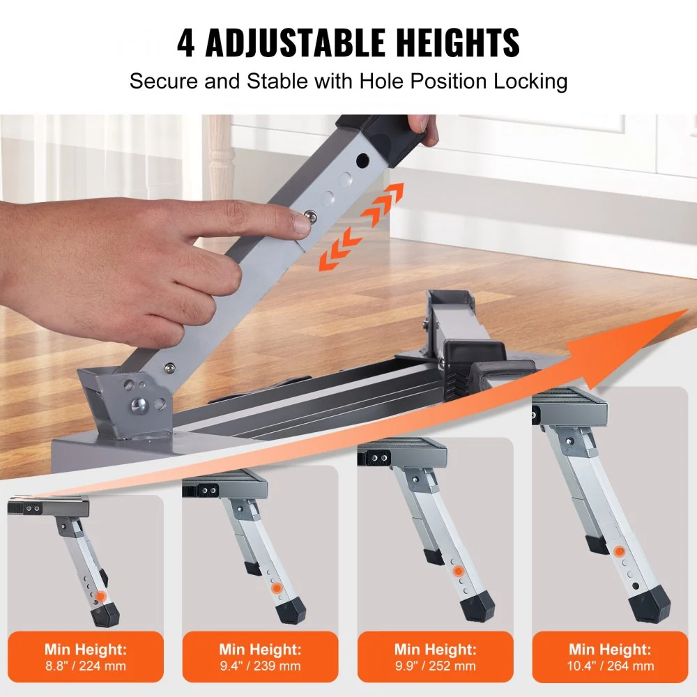 VEVOR huishoudladder 550x420x220mm opvouwbare aluminium trap 1-staps ladder 150kg draagvermogen opvouwbare trede 224-239-2...