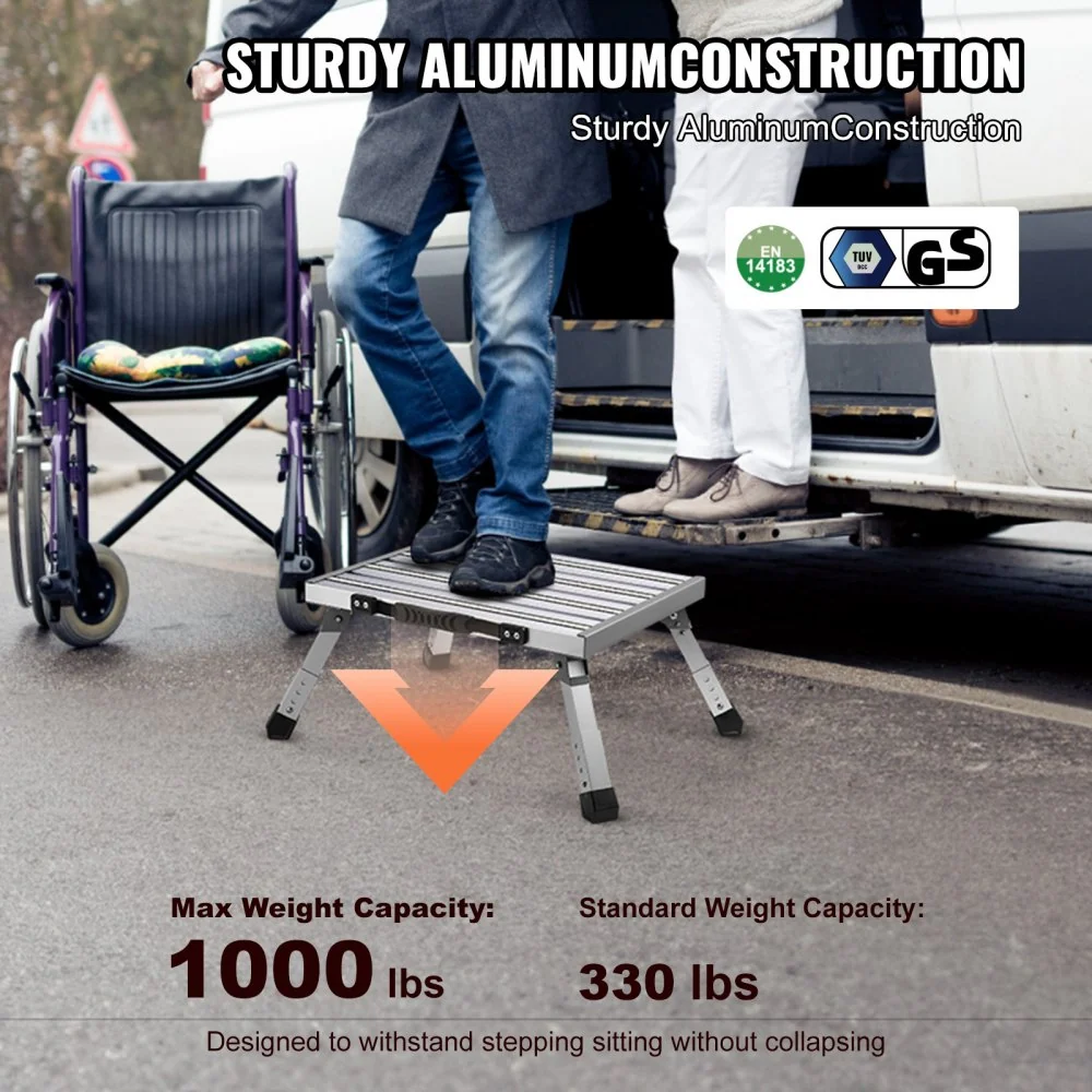 VEVOR huishoudladder 550x420x220mm opvouwbare aluminium trap 1-staps ladder 150kg draagvermogen opvouwbare trede 224-239-2...