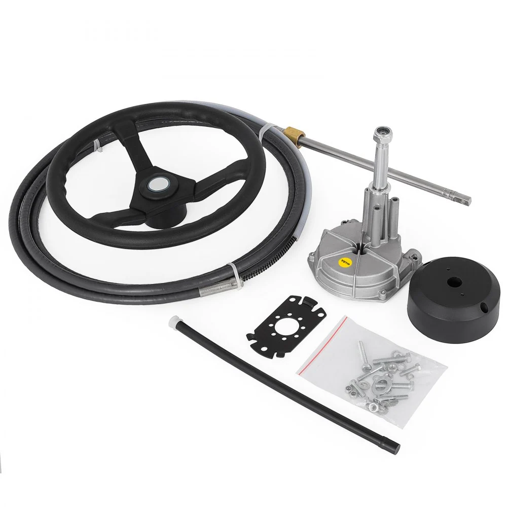 VEVOR hydraulische buitenboordstuurset met 10ft kabel SS13712 en 13,5" stuurwiel, hydraulisch stuursysteem voor boten, sne...