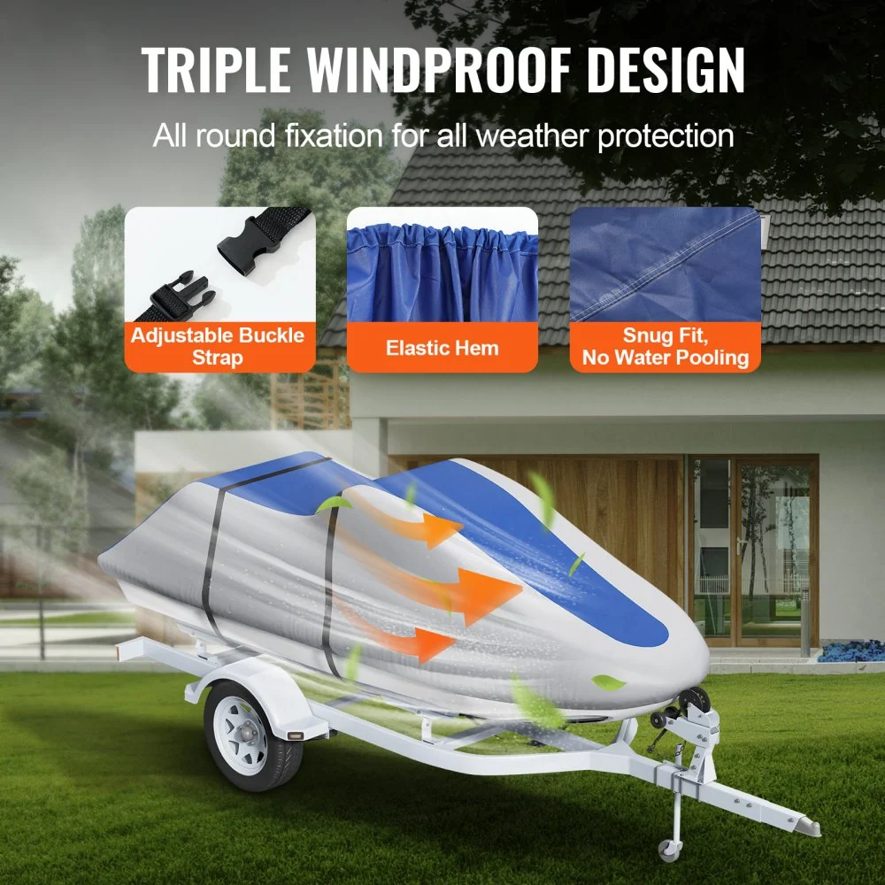 VEVOR jetski-hoes, 320-342 cm trailerbare waterdichte PWC-hoes, heavy duty 600D Marine Grade PU Oxford-stof, UV-bestendige...