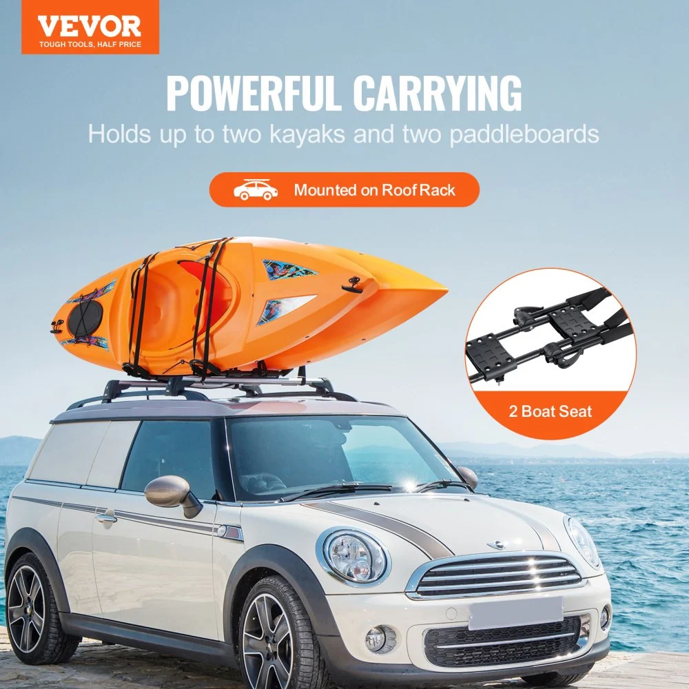 VEVOR Kajak-imperiaal, 1 paar J-Bar, zacht imperiaal, topmontage, drager voor kajak, surfplank, kano, SUP, skiboard, monta...
