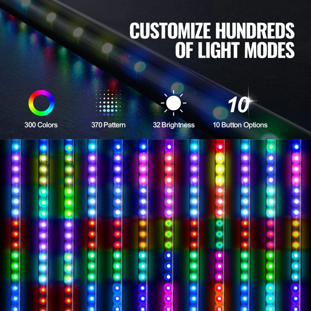 VEVOR LED zweeplamp 2 stuks RGB antennelamp vlag afstandsbediening app 122cm