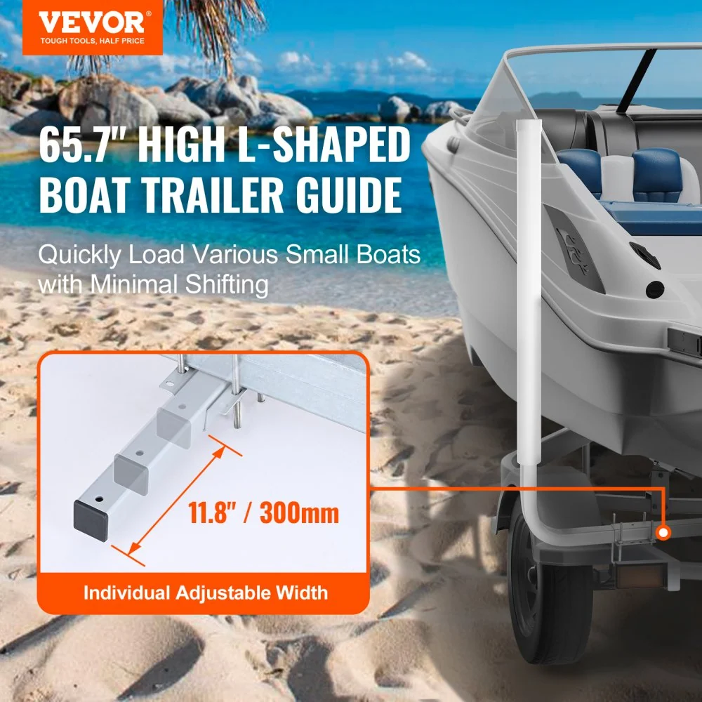 VEVOR L-vorm 1,5 m trailerpaal Boottrailer Instructies Cranksteun Bootgeleider, 30 cm verstelbare breedte Boottrailer Guid...