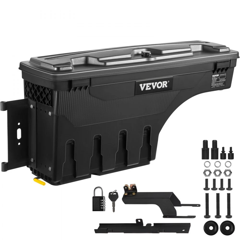 VEVOR Opbergdoos voor vrachtwagenbed, afsluitbare draaikoffer, 25L ABS wielkastgereedschapskist, waterdicht en duurzaam, c...