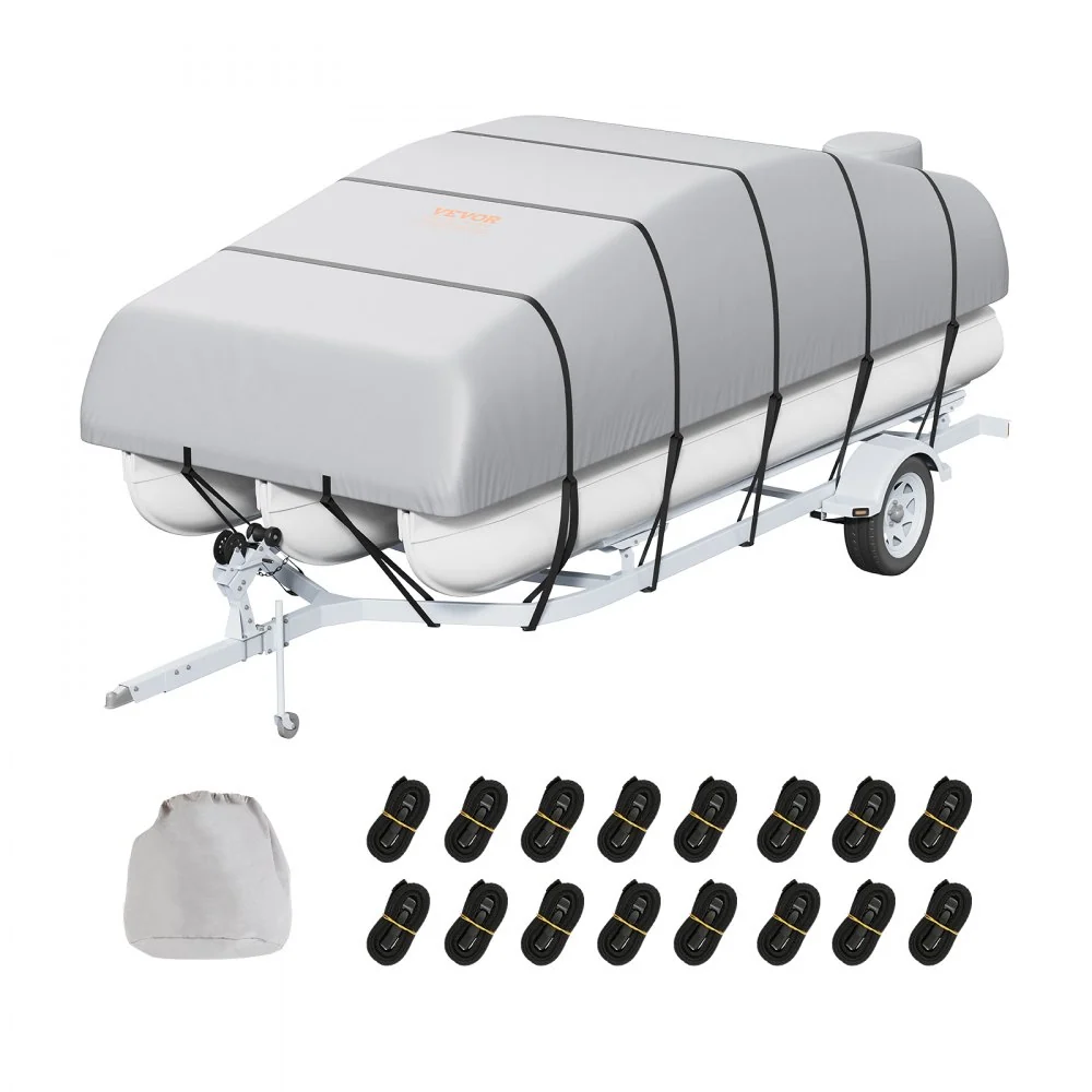VEVOR pontonboothoes, 220-240" waterdichte trailerbare pontonhoes, 800D Marine Grade PU Oxford-stof, met motorhoes, 16 win...