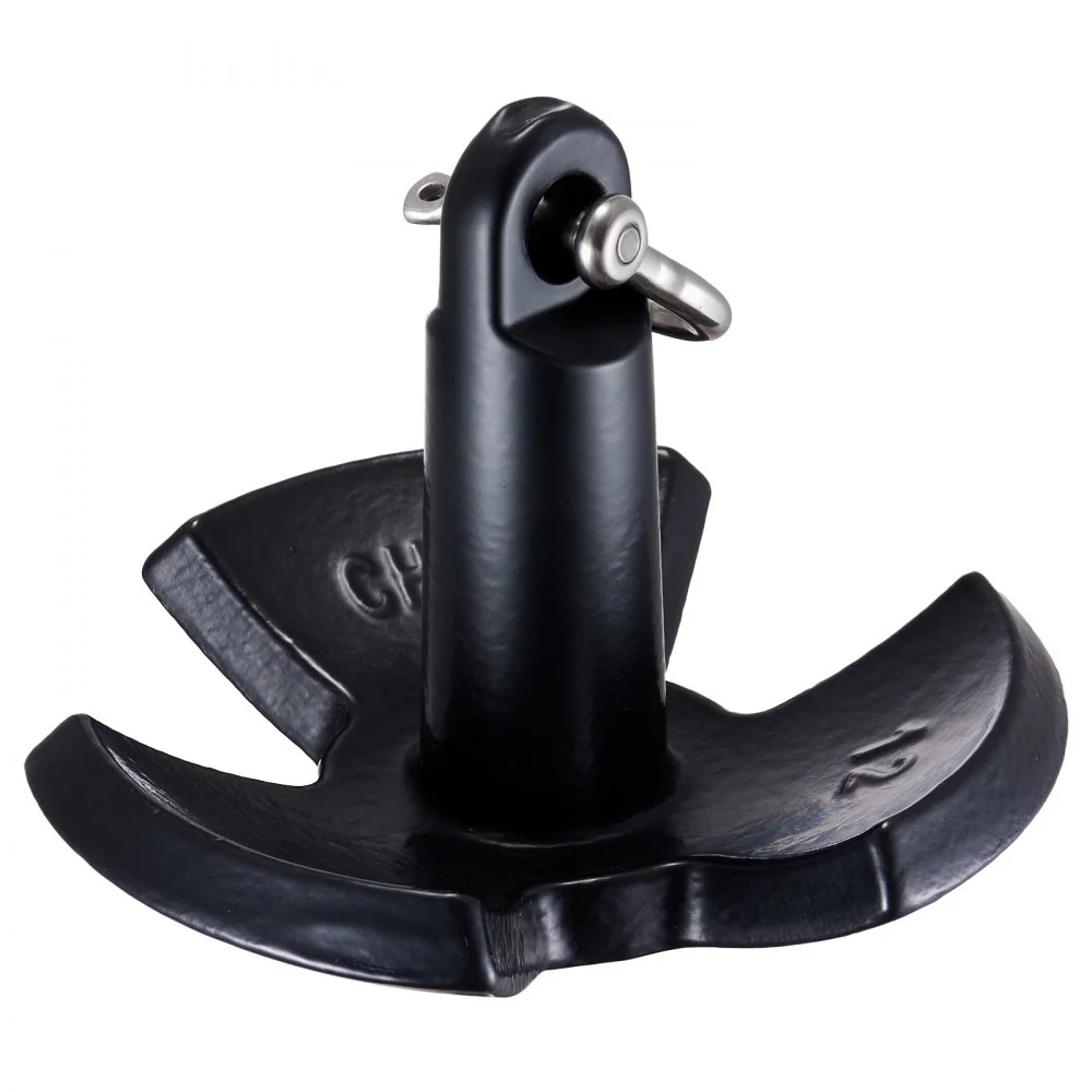 VEVOR rivieranker gietijzeren bootanker met zwarte vinylcoating en beugel 5,4 kg, paddenstoelanker van maritieme kwaliteit...