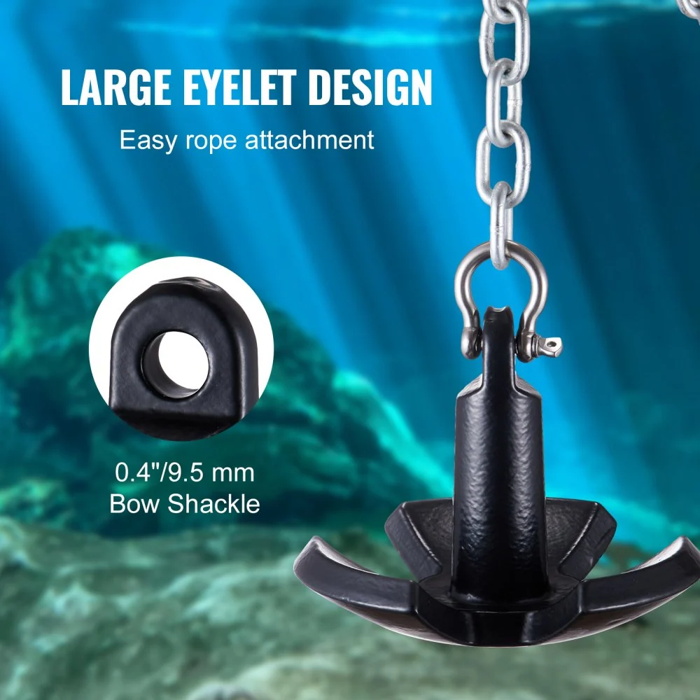 VEVOR rivieranker gietijzeren bootanker met zwarte vinylcoating en beugel 5,4 kg, paddenstoelanker van maritieme kwaliteit...