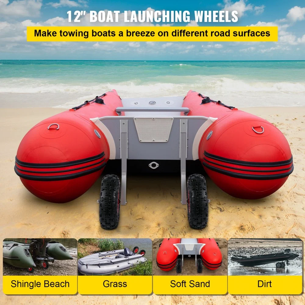 VEVOR Sliräder Bootwielen Achterwielen Boot Draagvermogen 12 inch Rubberwielen Transportwielen voor Opblaasbare Boot Modde...