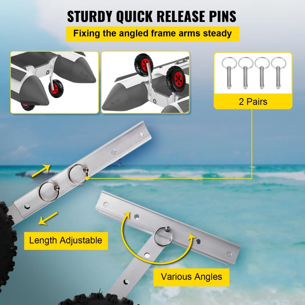 VEVOR Sliräder Bootwielen Achterwielen Boot Draagvermogen 12 inch Rubberwielen Transportwielen voor Opblaasbare Boot Modde...