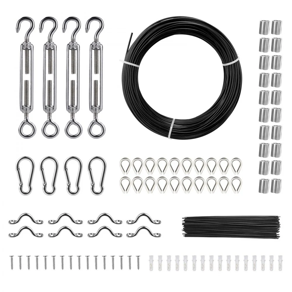 VEVOR staalkabel 50 mx 1,59 mm staalkabel roestvrij staalkabel 7x7 patroon roestvrij staaldraad 304 roestvrij staal + PVC-...