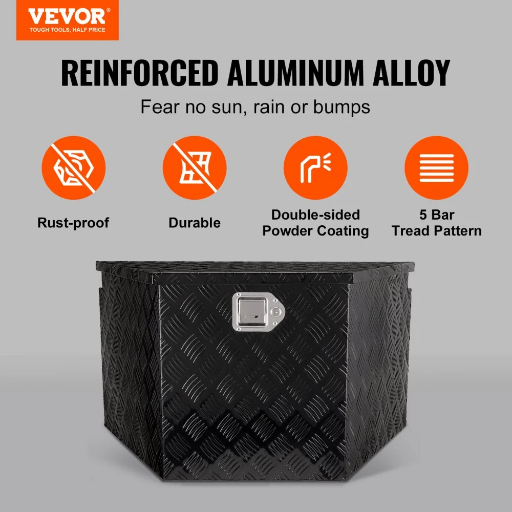 VEVOR Trailer Tong Box, Aluminium Diamond Plate Tool Box, Heavy Duty Trailer Box Storage met slot en sleutels, Multifuncti...