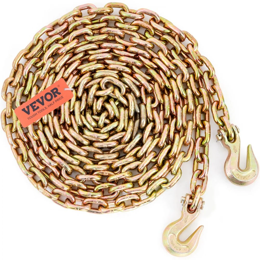 VEVOR trekketting 9,53 mm x 6 m transportketting 3220 kg draagvermogen G80 transportbinderketting stalen bosbouwketting st...