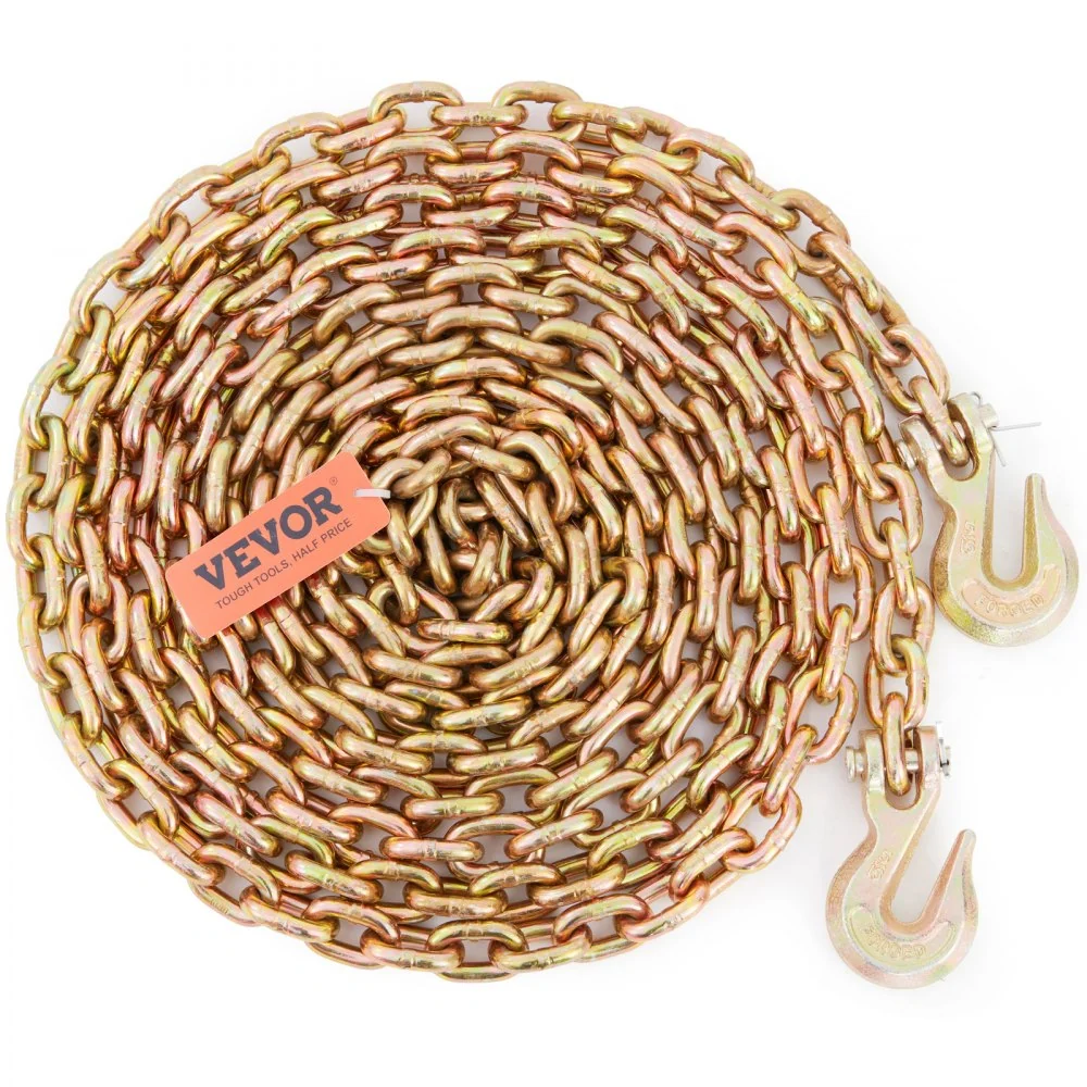 VEVOR trekketting 8 mm x 6 m transportketting 2222 kg draagvermogen G80 transportbinderketting stalen bosbouwketting stale...