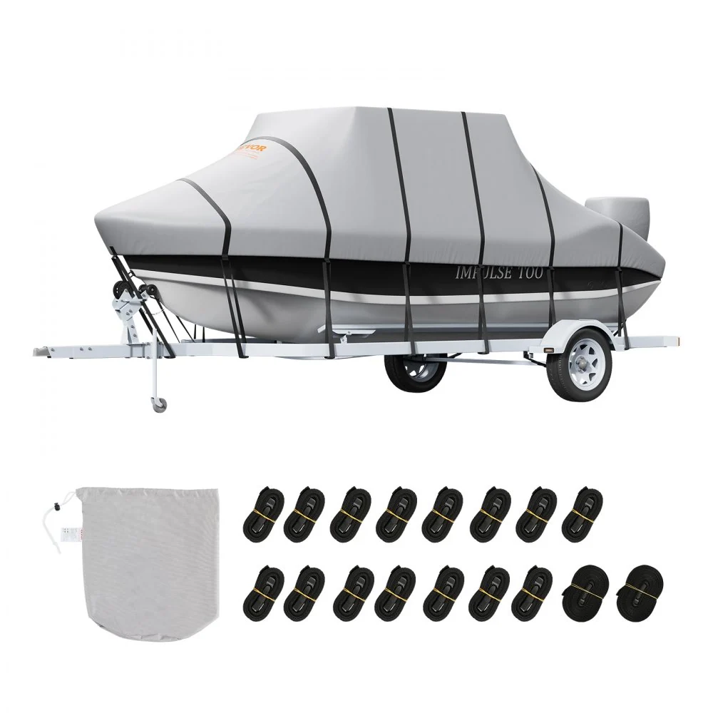 VEVOR T-Top boothoes, 7310-7920 mm waterdichte trailerbare T-Top boothoes, 600D Marine Grade PU Oxford, met winddichte ges...