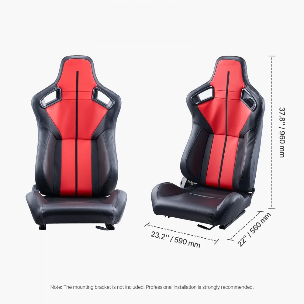 VEVOR 2 verstelbare racestoel met PVC-leer en Q235B-schuifregelaar