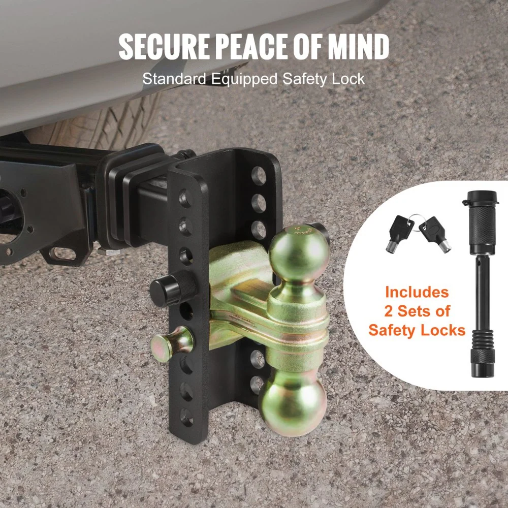 VEVOR verstelbare trekhaak, 6" drop en 4,5" rise, kogelgewrichtmontage met 2" mount, massieve buis, 14.000 lbs GTW, 2" en...