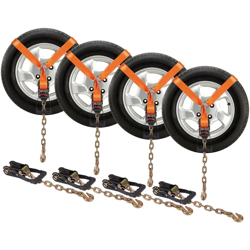 VEVOR wielkeg-spanbandenset, 2" x 96" spanbanden autotransport, 4-delig aanhangerspansysteem 5000 lb werkcapaciteit, ATV's...