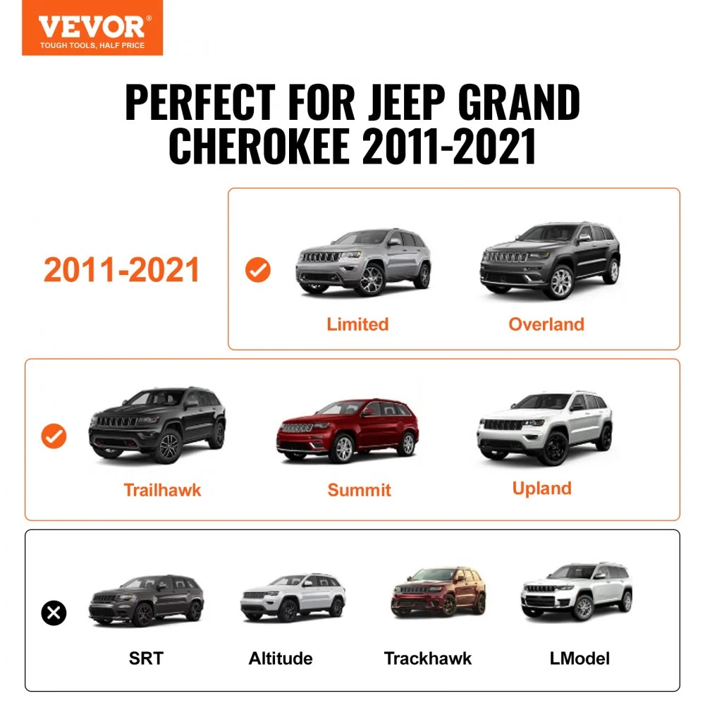 VEVOR zwarte dakdragerdwarsbalken compatibel met Jeep Grand Cherokee 2011-2021 met gegroefde zijrails 90kg draagvermogen a...